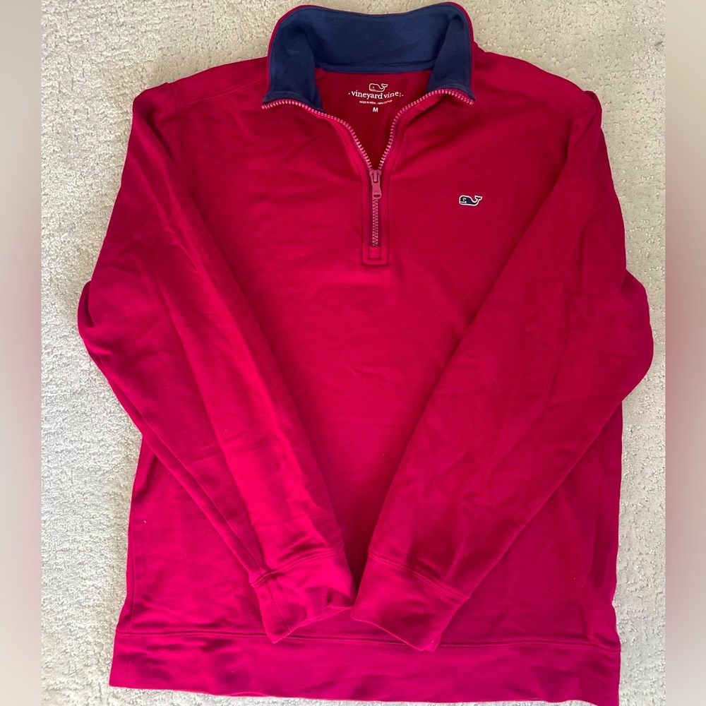 Vineyard Vines Men’s 1/4 Quarter Zip M EUC Cranberry